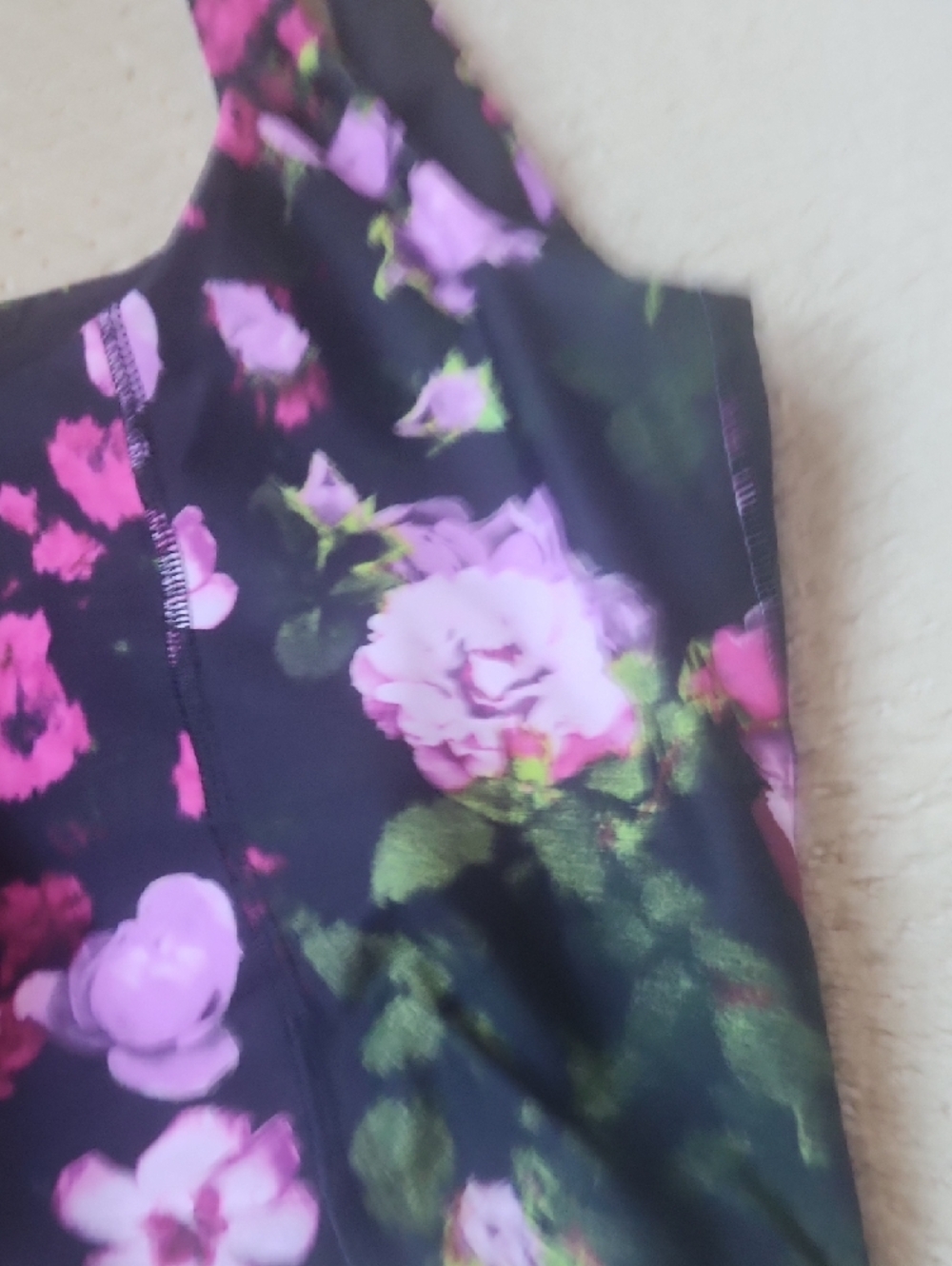 Old Navy Black Floral Crop Top - Pink & Lime Accents - Picture 6 of 11